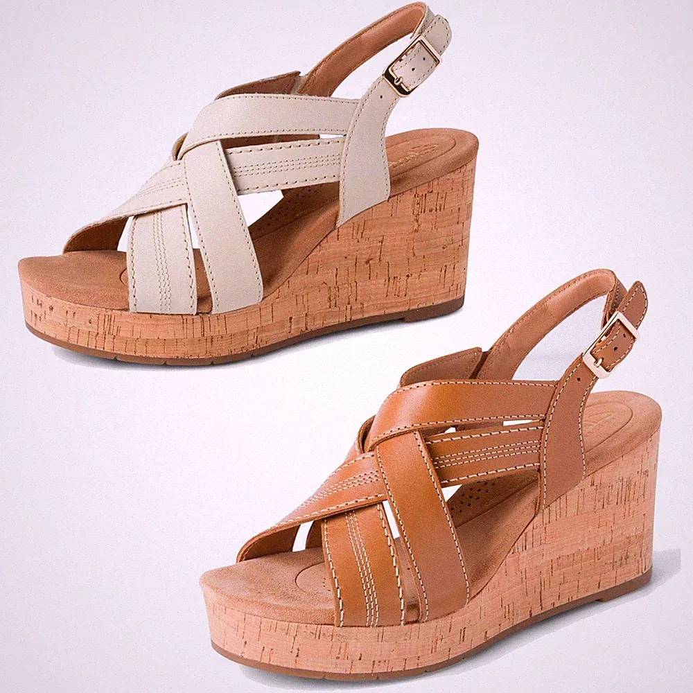 Clarks Sabina Sling Damen Sandalen Mit Ledersohle Riemchen-Keilabsatz E Fitting