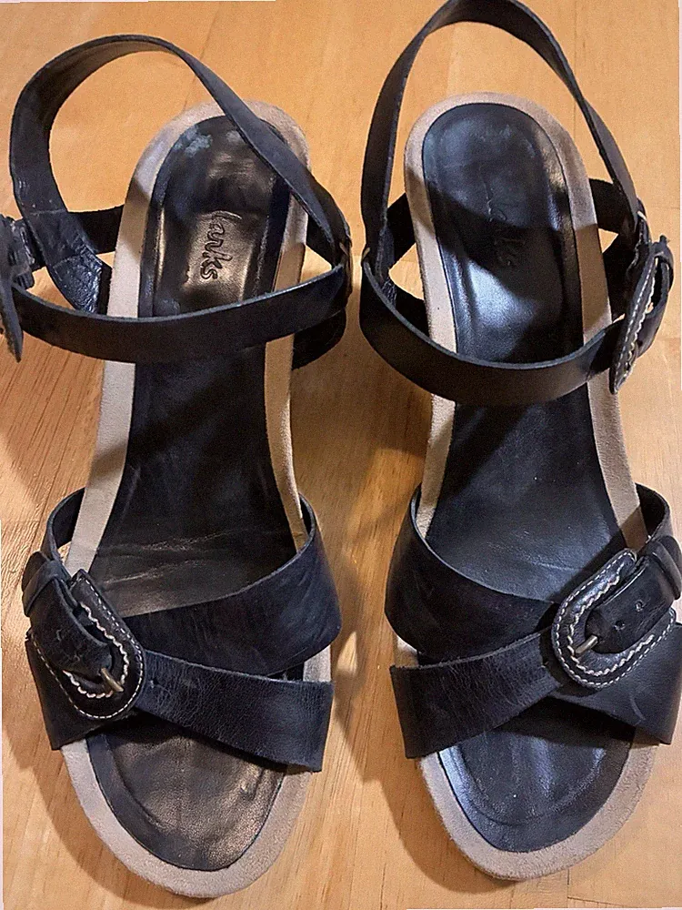 CLARKS Sandale, Leder , Schwarz, Gr. 38,5 (5,5)