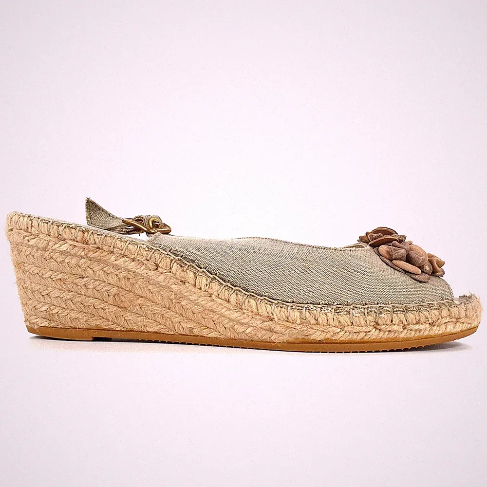 Clarks Sandalen Absatz Leder Slingback Metallic Grau Stoff Größe 6