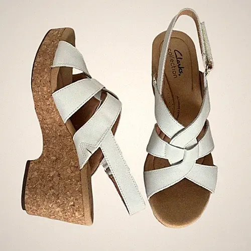 Clarks Sandalen Damen Weiß Größe UK 6 Fit D EU 39,5 Giselle Beach Leder Heels