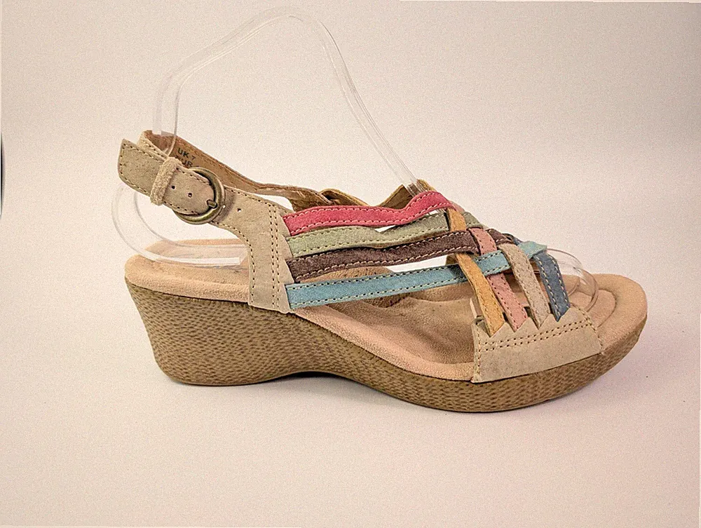 Clarks Sandalen Mehrfarbig Leder Keilabsatz UK 7 EU 40