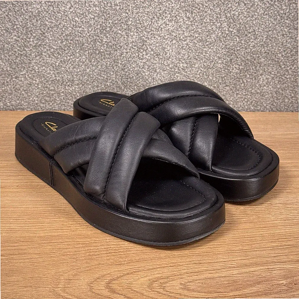 Clarks Signature Contour Cushion Black Plateau Wedge Sandals UK 5,5 EU 39