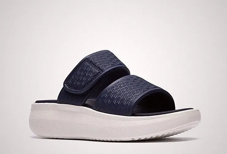 Clarks Solevana Star2 Damen Navy Man Made Sliders Sandalen UK Gr. 8 D EU 42