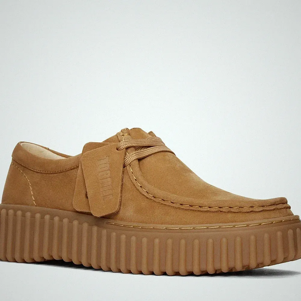 Clarks Torhill Bee Damen Beige Nubuk Keilabsatz Loafer Freizeit CL26172084