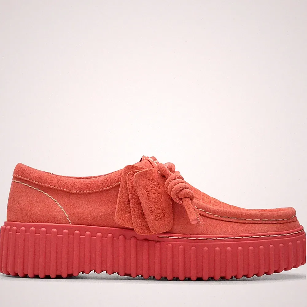 Clarks Torhill Damen Rote Wildleder Keilabsatz Sneaker Freizeit CL26181187