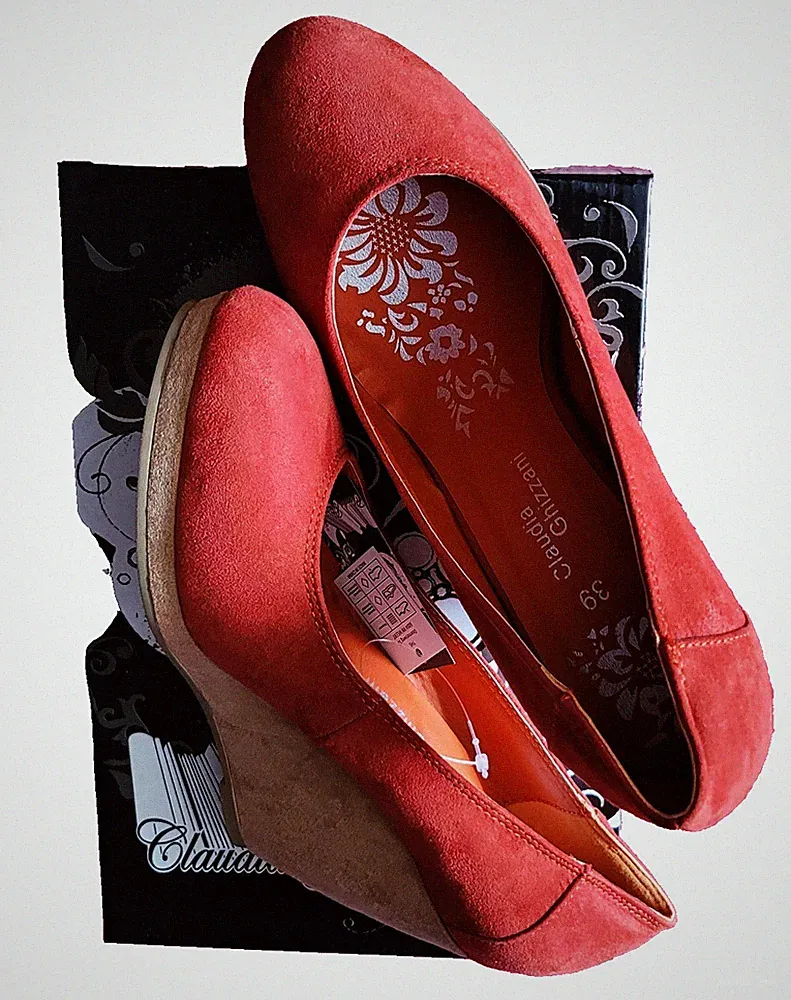Claudia Ghizzani Damen Pumps Gr. 39 Rot Keilabsatz Wedge Schuhe Keilpumps Neu