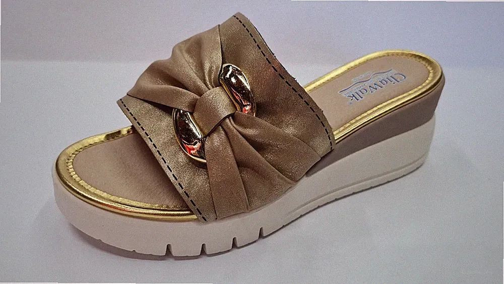 CliaWalk Damen Clogs Mit Keilabsatz PLA Trendy 98 Platin 35-40