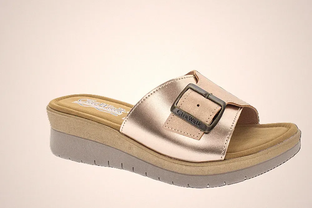 CliaWalk Relax19 Damen Pantoletten Mit Keilabsatz 4,5 cm Cipria