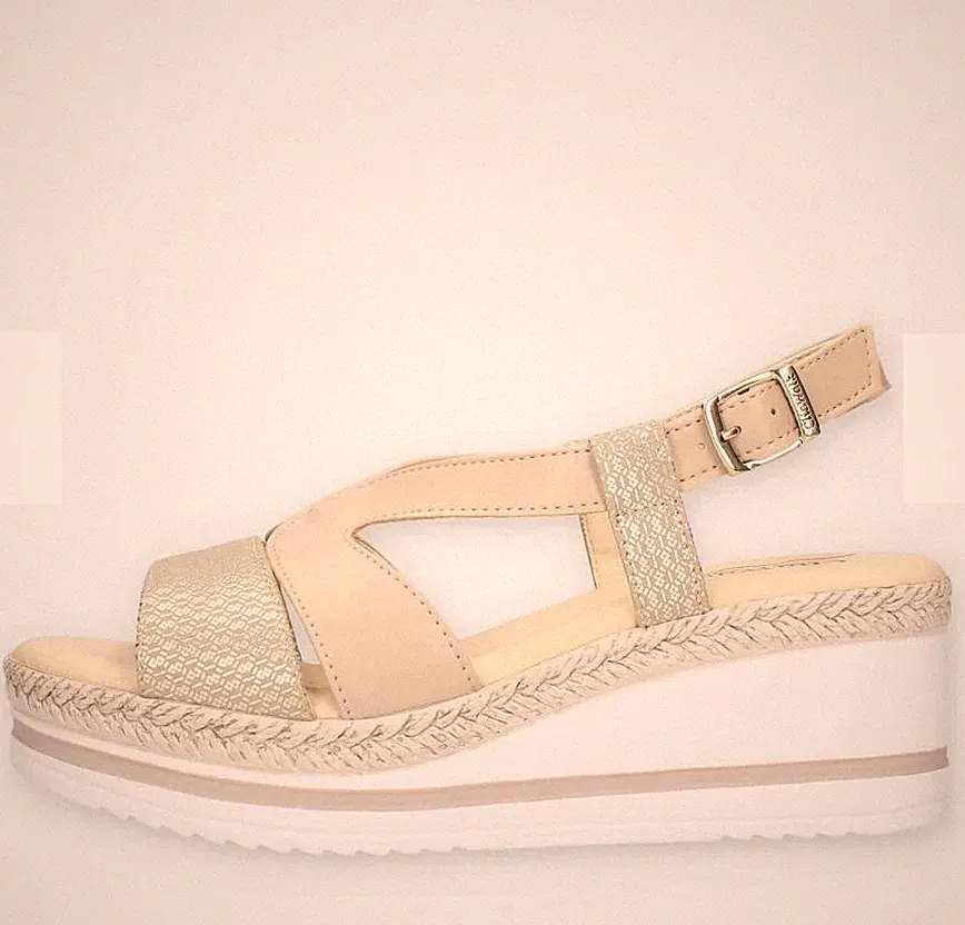 CliaWalk Sandalen Damen Mit Keilabsatz Aus Ecopelle 26TRENDY26-CAN, 6 Cm Ca