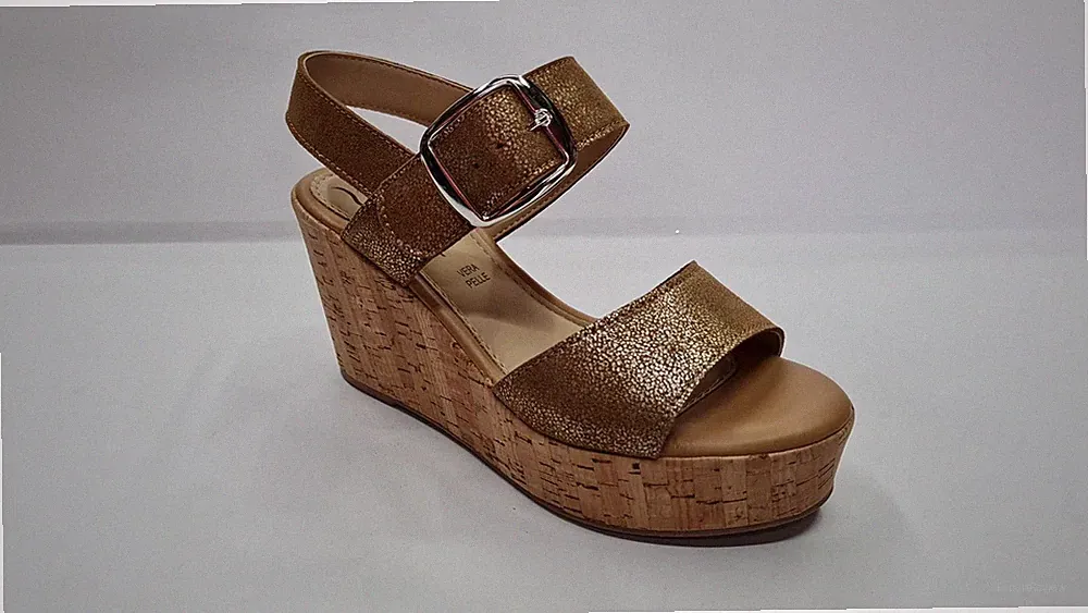 CliaWalk Sandalen Frau Kunstleder mit Schnalle Und Keilabsätze 7 CM Ca - Cam (