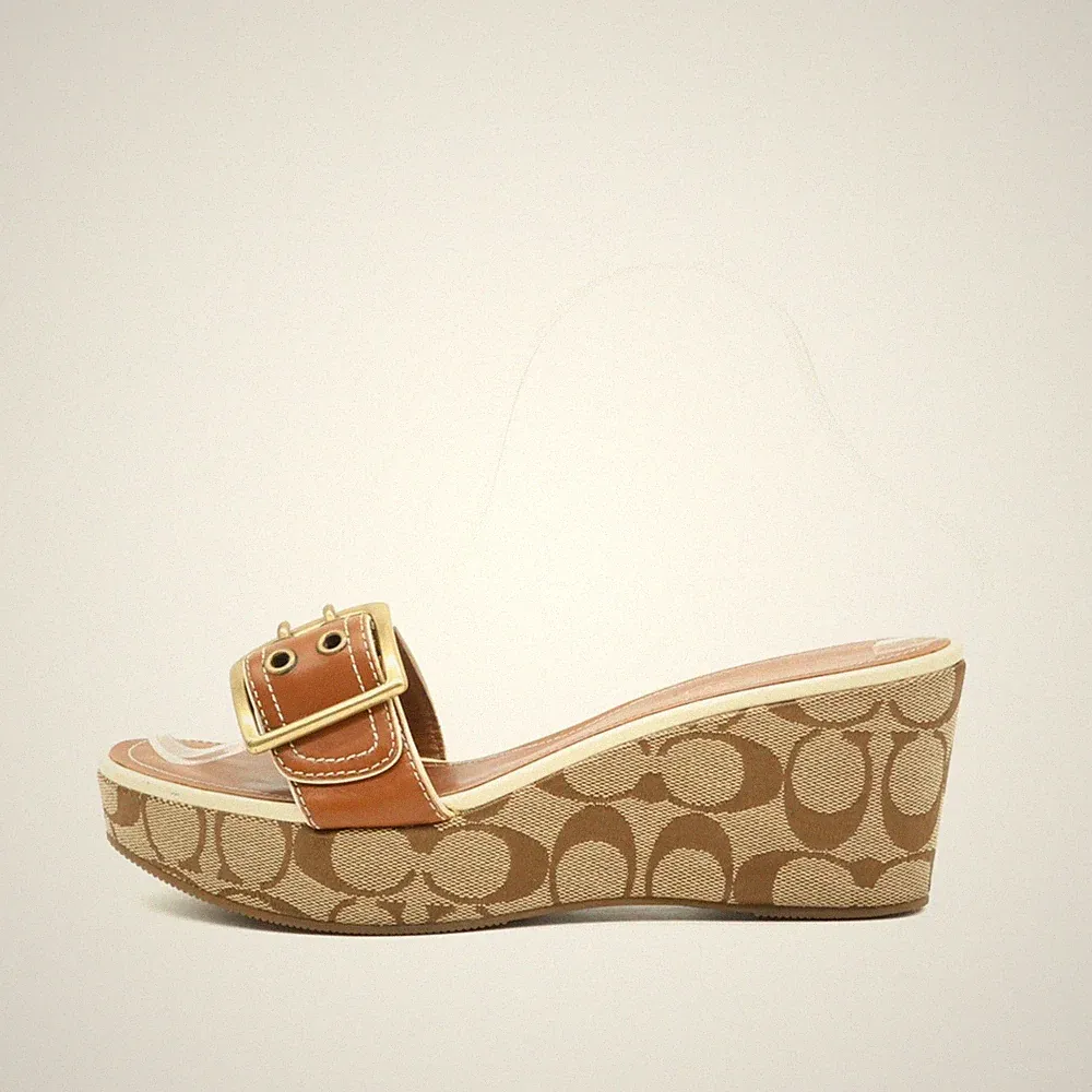 Coach Damen Sandalen EU 38 Simone Braun Einstellbare Schnalle Monogram