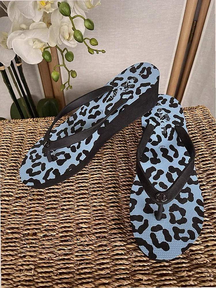 Coach Loralyn Animal Print Flip Flop Keilsandaletten UK 8,5 / EU 41