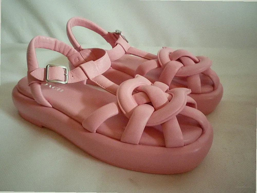Coach Penny Leder Riemchen Fischer Plateau Sandalen Schuhe UK 8 Rosa CI231 Neu