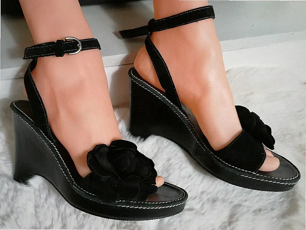 Coach Sandalen Wedges Keilabsatz Gr.US6 EU 36,5 -37 Leder Made in Italy TOP