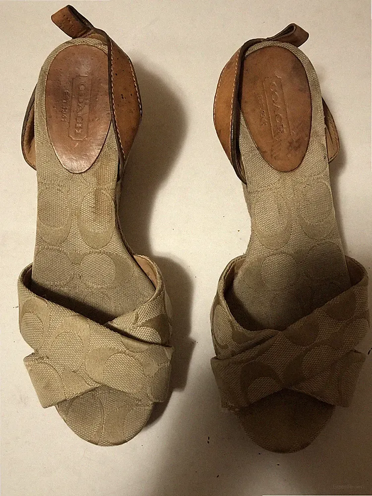 Coach Sandals Tan Logo Pattern Authentic