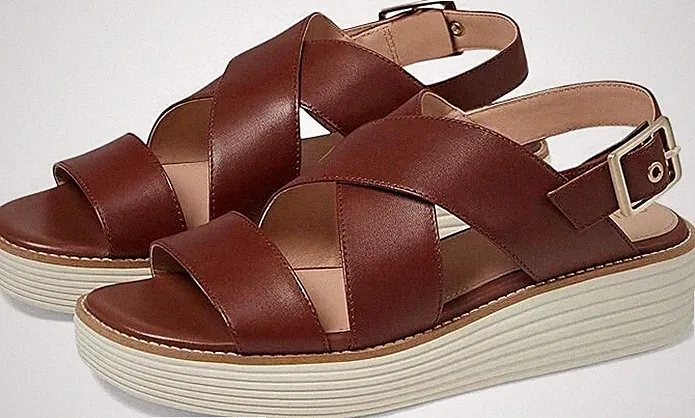Cole Haan Damen Plateau Sandalen Dark Cuoio Ivory UK 6,5 / EU 39,5 W29417 Neu mit Karton