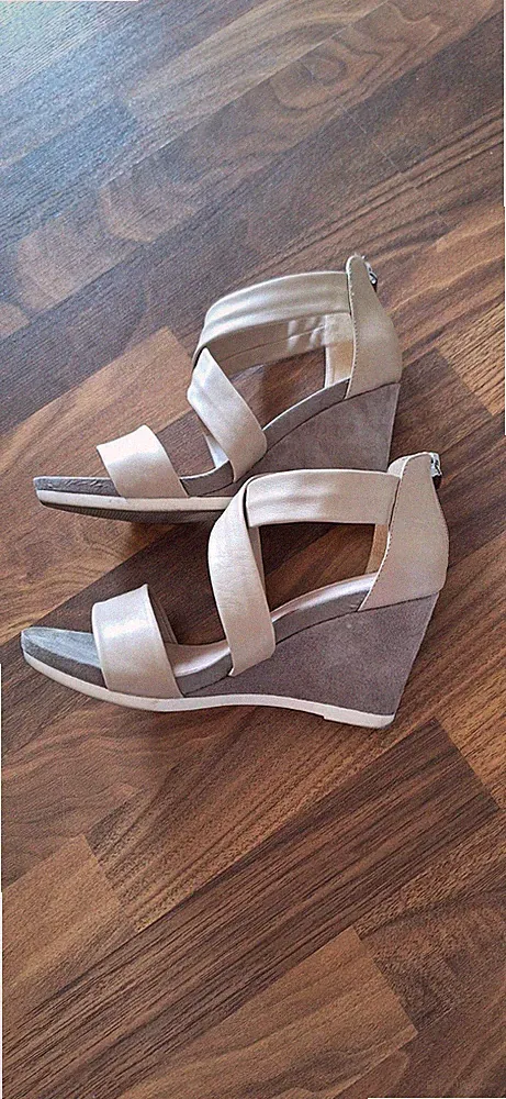 Cox Plateau Wedges Keilabsatz Sandaletten Schaftsandalen Gr.39 Leder Neuwertig