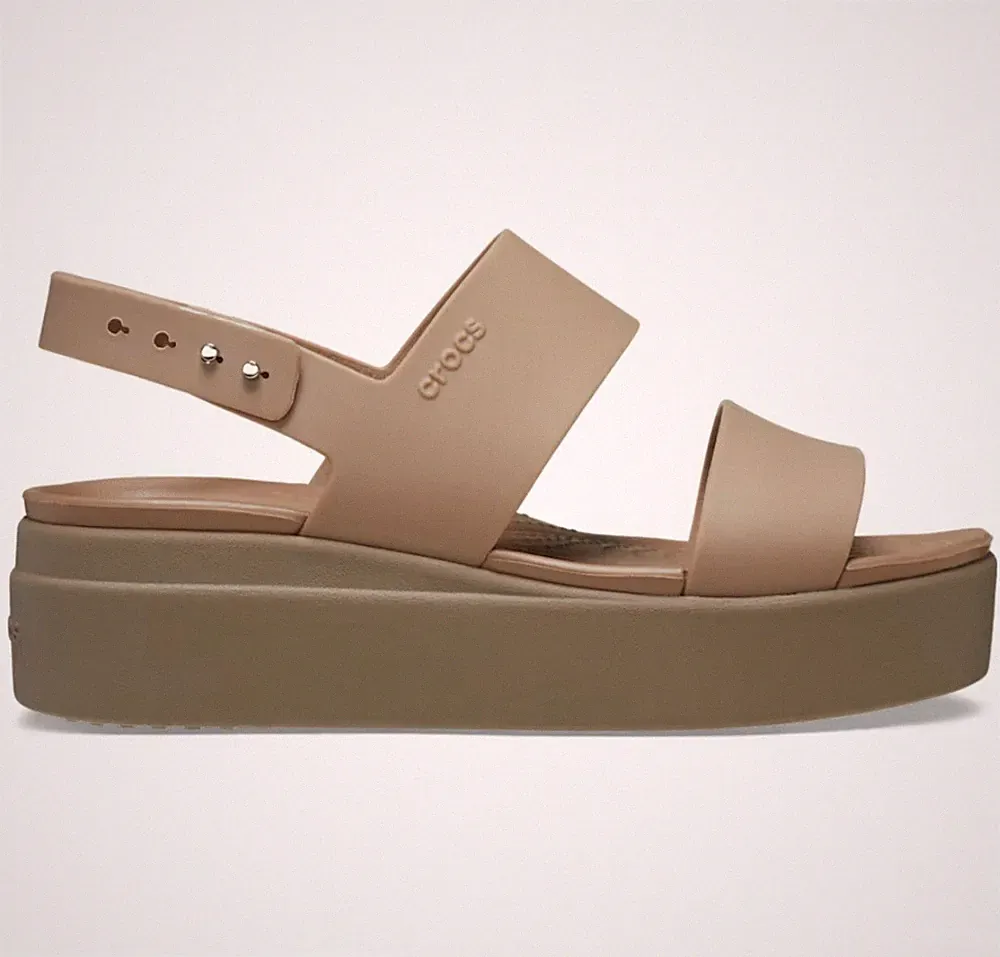 Crocs Brooklyn Damen Sandalen EU 41/42 Latte Slingback Keilabsatz