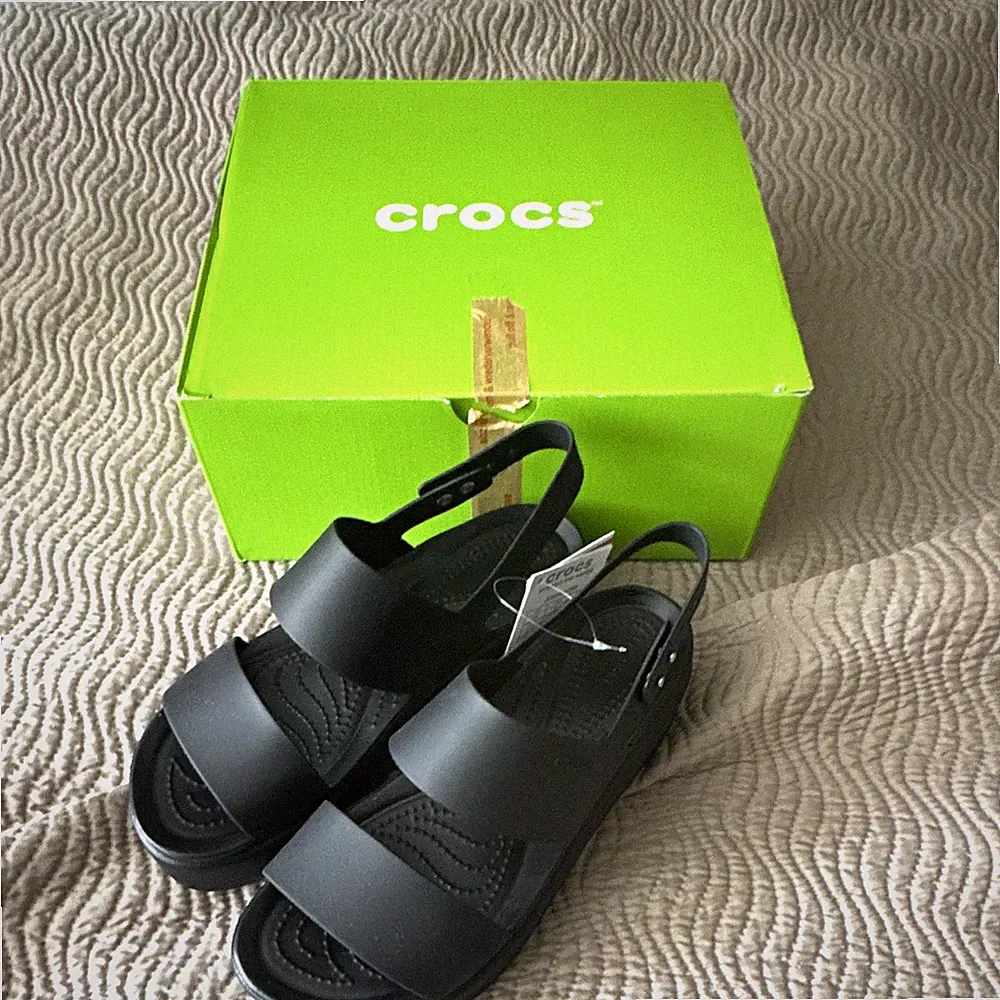 Crocs Brooklyn Low Wedge Slingback Sandalen schwarz Keilabsatz EU 38-39