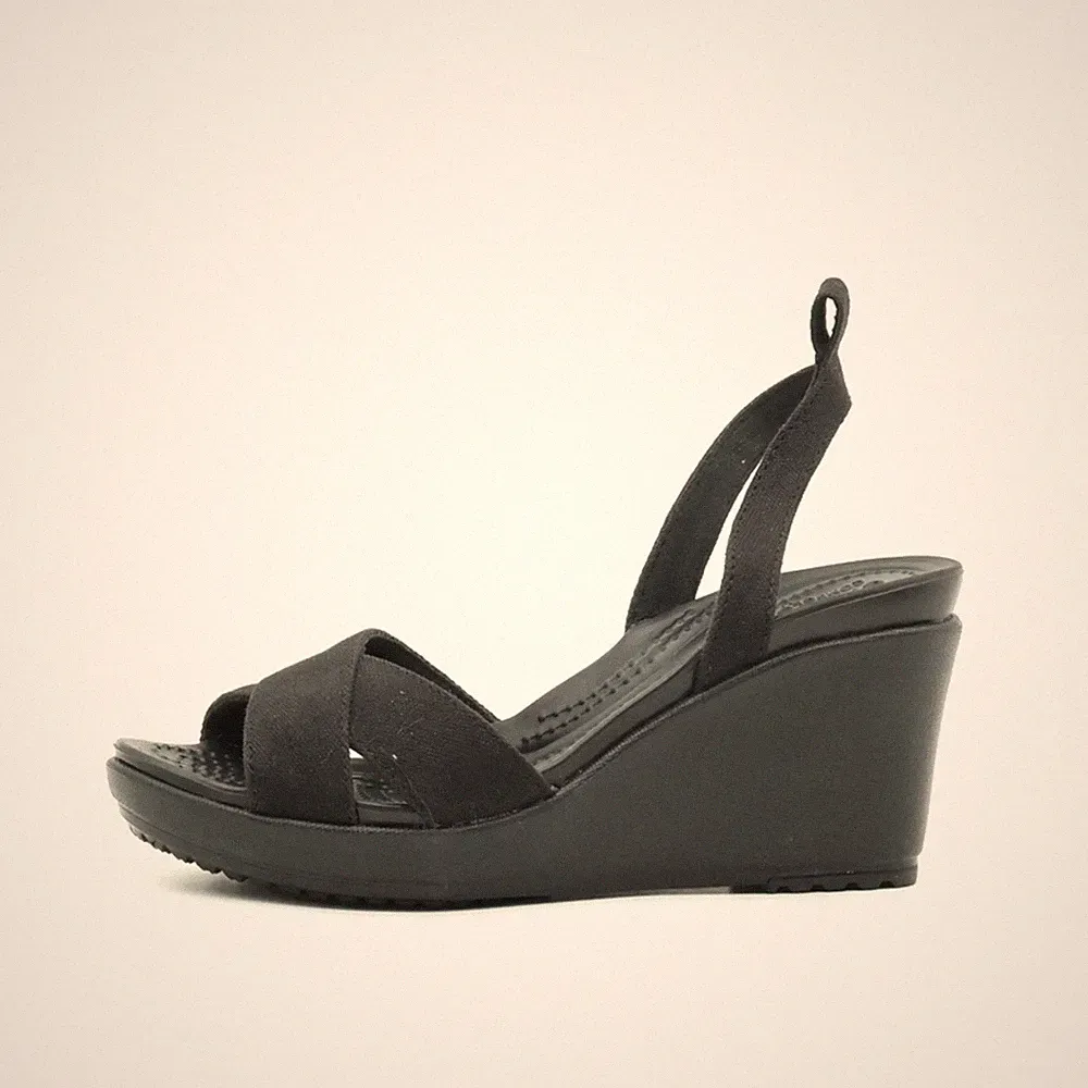 Crocs Damen Sandale EU 34-35 204950 Schwarz Sandalen Keilabsatzsandalen