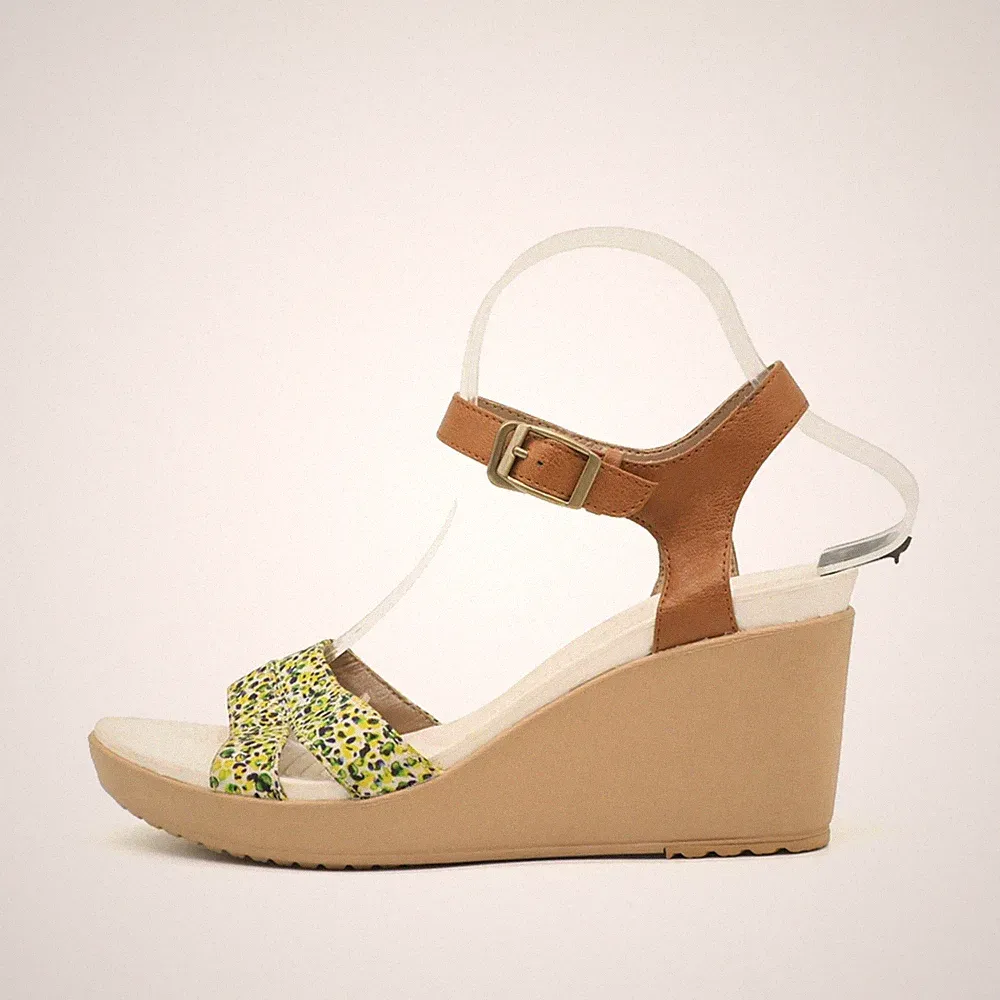 Crocs Damen Sandale EU 38-39 202516 Braun Beige Bunt Synthetik Textil Wedge