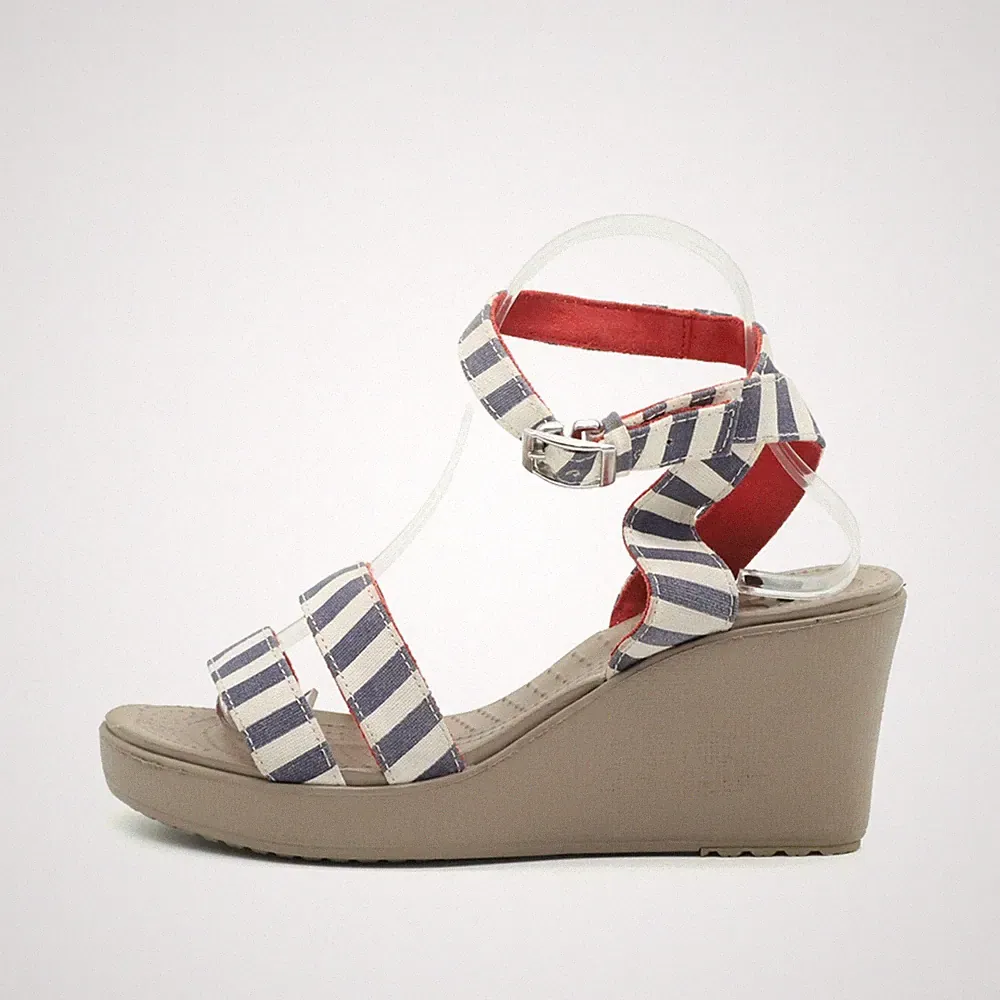 Crocs Damen Sandale EU 38-39 Wedge Gestreift mehrfarbig Rutschfest Keilabsatz