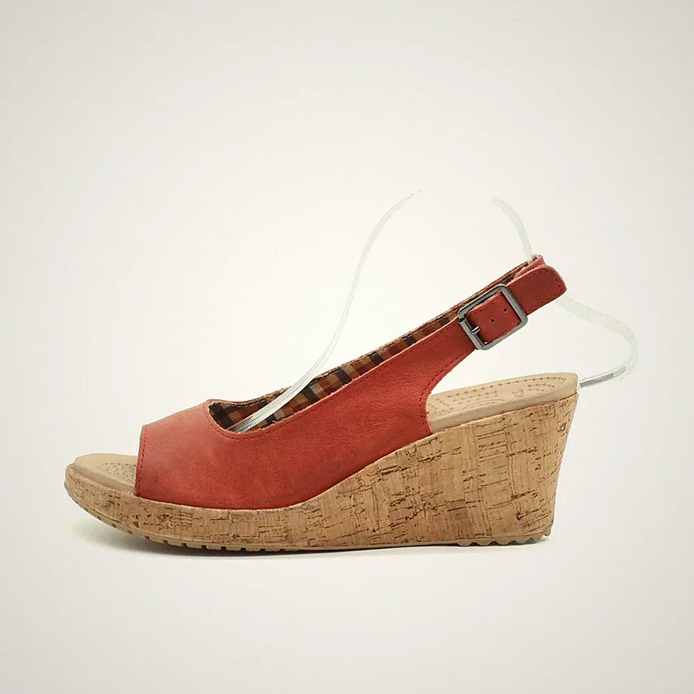 Crocs Damen Sandale EU 41-42 Wedge Rot Leicht Komfortabel Verstellbarer Riemen