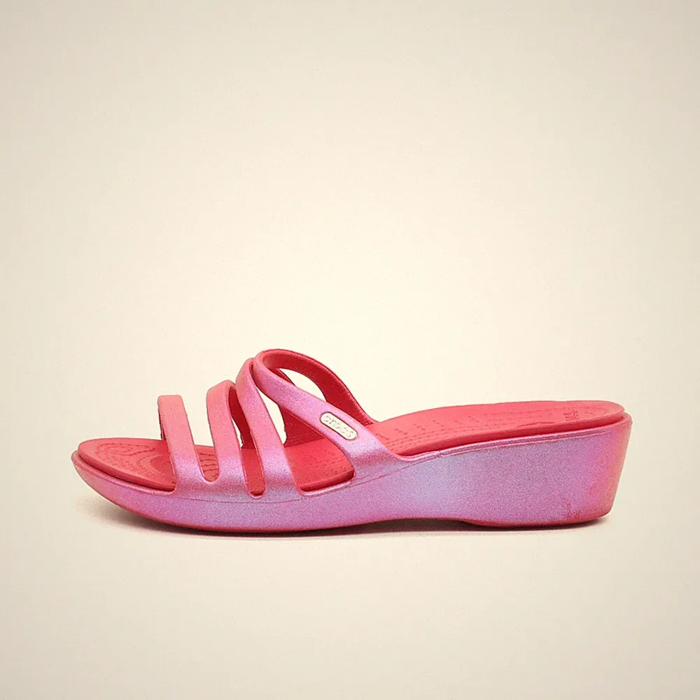 crocs Damen sandalen EU 37-38 wedge pink lila leichtgewicht, rutschfest comfort