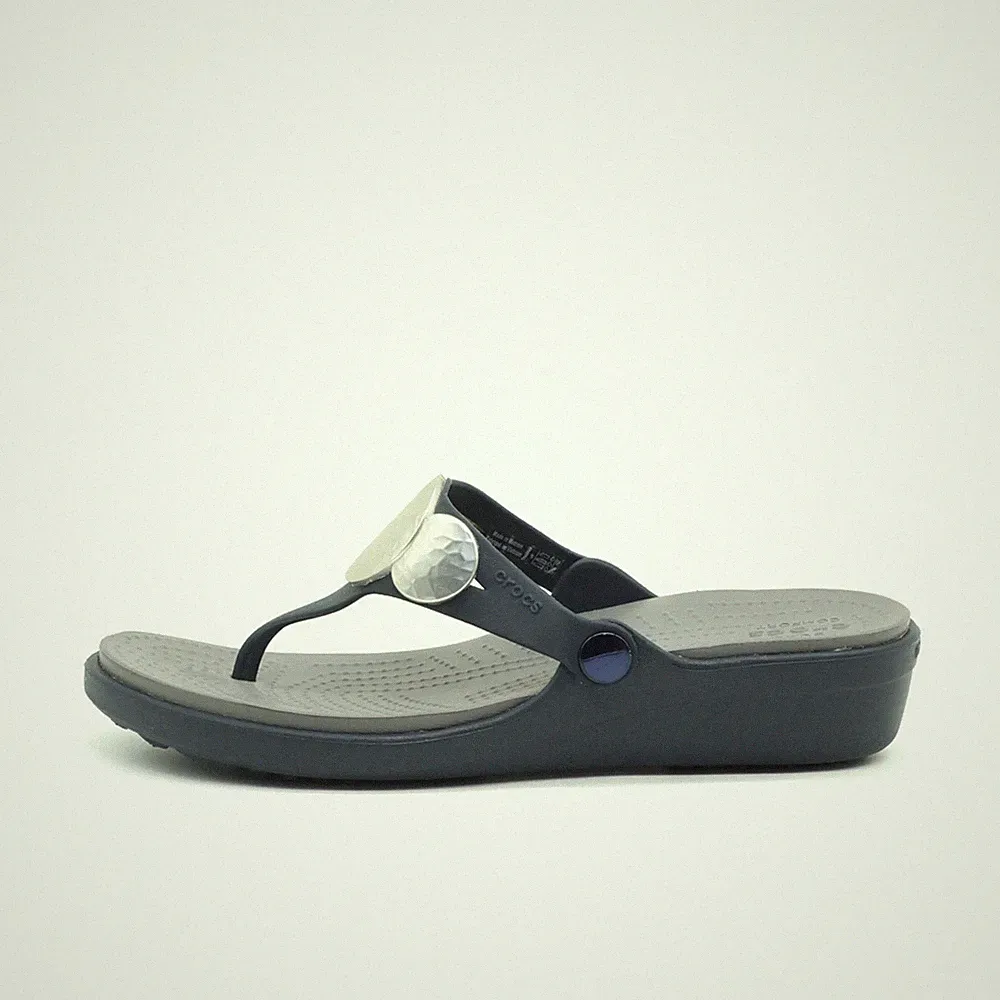 Crocs Damen Sandalen EU 38-39 Capri V Luxe Marineblau Gummi Leicht Flip-Flops