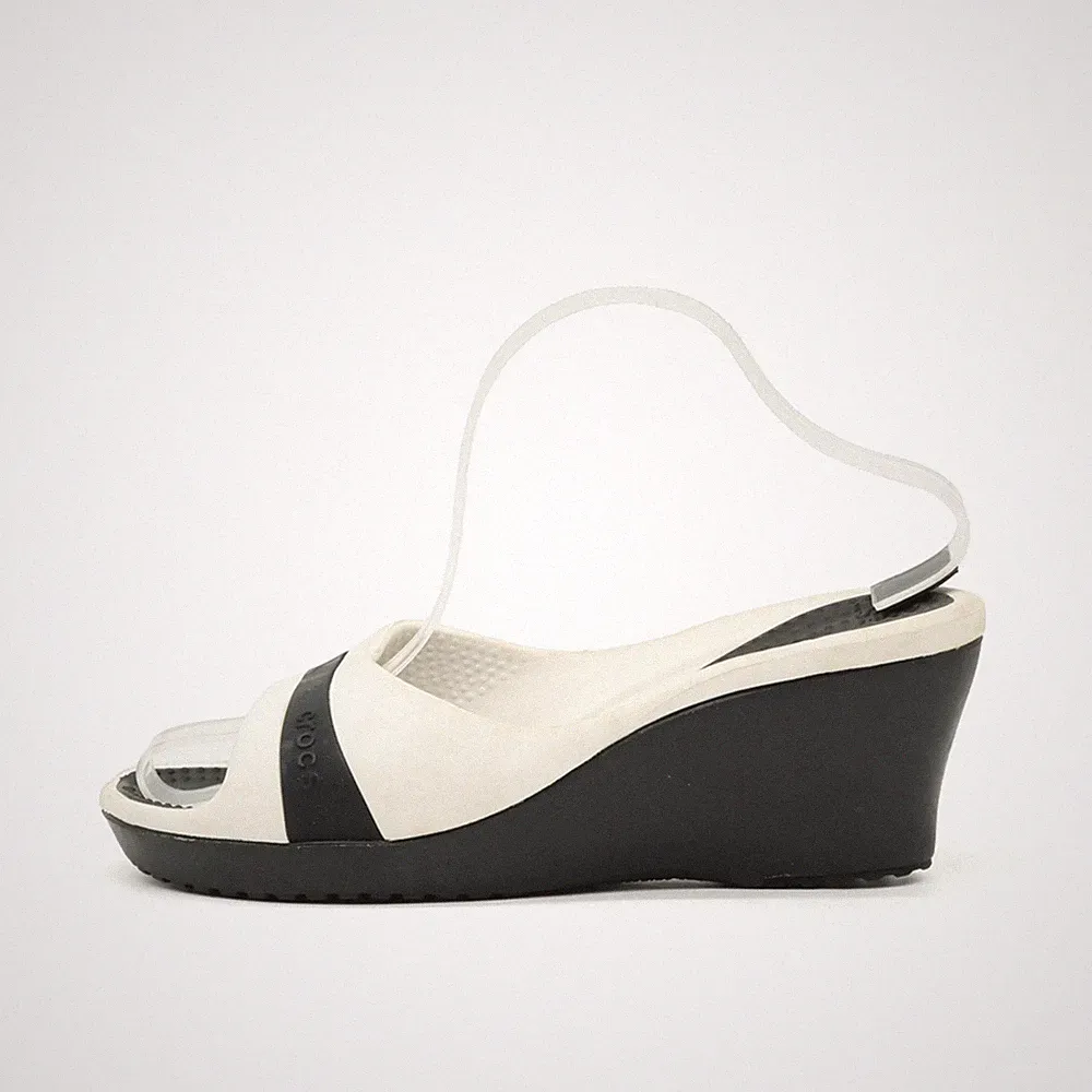 Crocs Damen Sandalen EU 39-40 Wedges Slingback Schwarz/Weiß Komfort