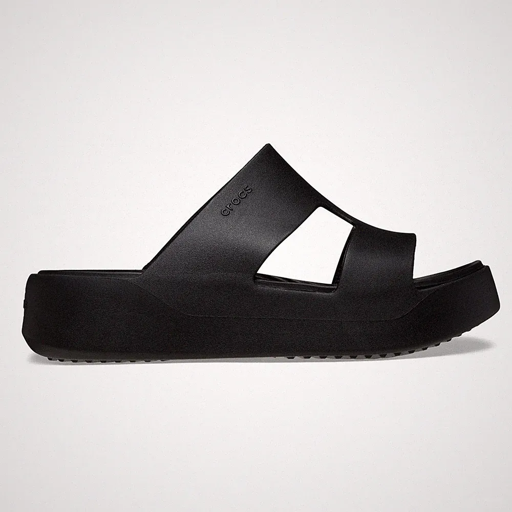 Crocs Getaway Platform H-Strap Damen Sandale Zehentreppe mit Plateau, Black