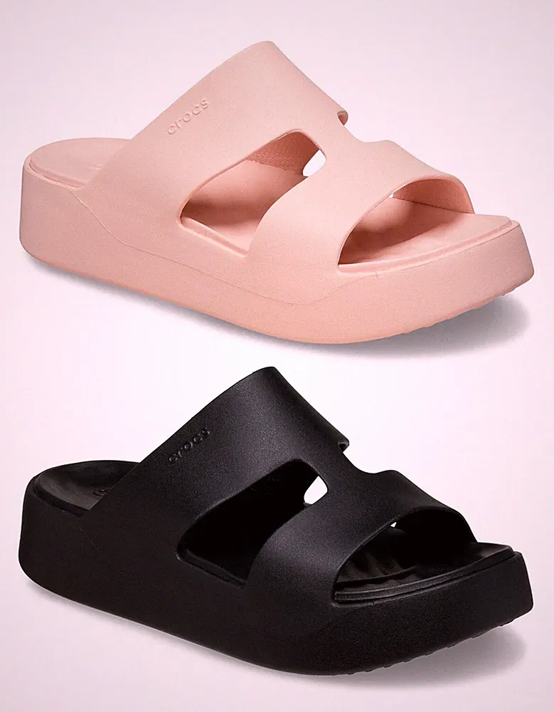 Crocs Getaway Platform H Strap W Schuhe Sandalen Damen Keilabsatz Clogs Freizeit