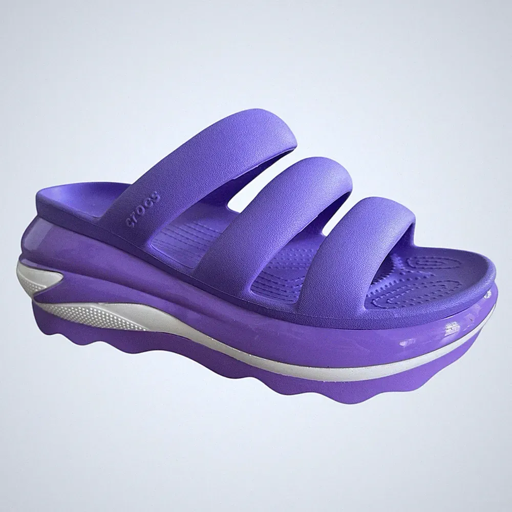 Crocs Mega Crush Slider Sandale Clogs mit Galaxy Purple UK Damengröße 7 NEU