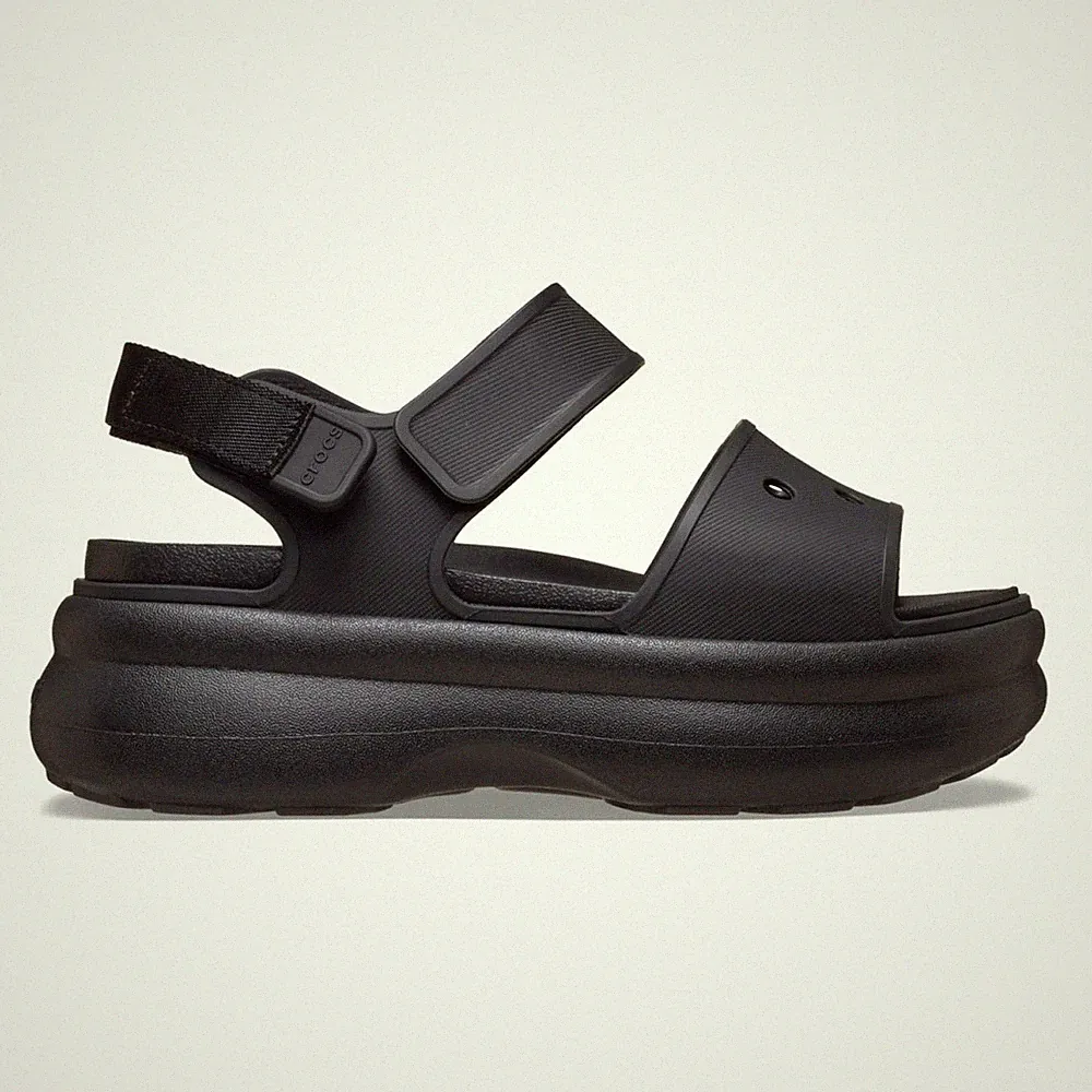 Crocs Soho Y Strap Sandal W Damen Sandale Schwarz Zehpen Plattform 6 cm Neu
