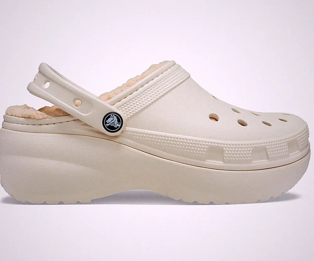 Crocs Unisex Classic Plateau Lined Clog - Bone