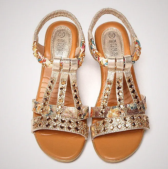 Crystal Pumps Sandalen Damen Gladiator Pumps Keil Strand Bohemia Schuhe Sommer
