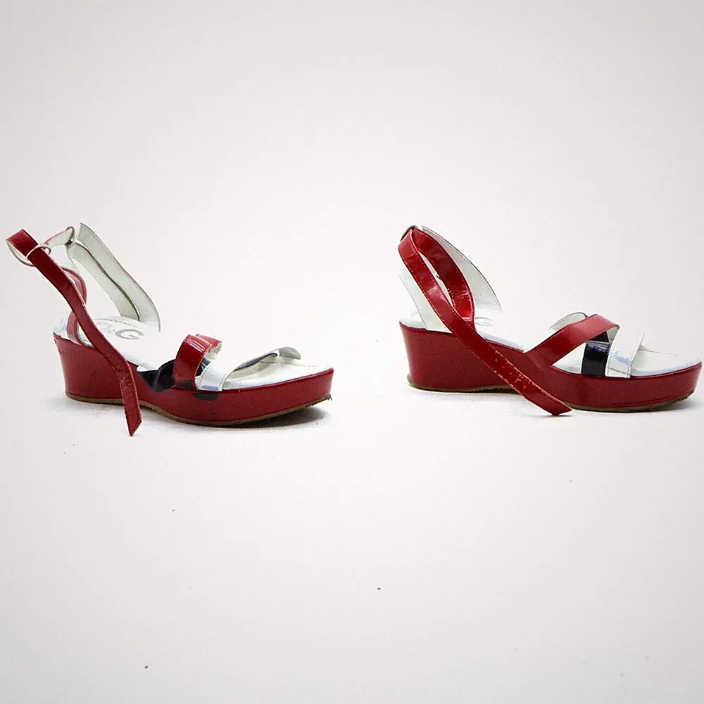 D&G Keilabsatz Sandale Gr. 34 gebraucht (SS3627) rot niedrig Damen