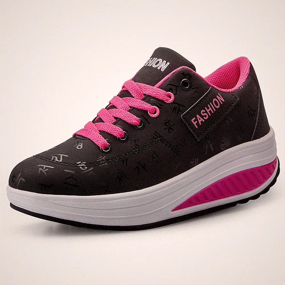 Damen Abnehmen Walkingschuhe Turnschuhe Fitness Keile Plattform Schuhe Sneake...