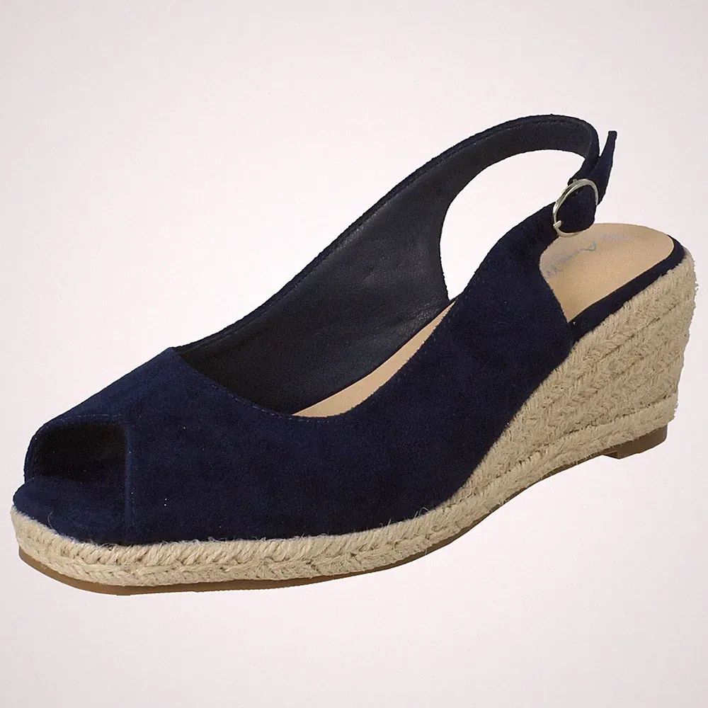 Damen Anne Michelle Mikrofaser Keilabsatz eckige Zehenpartie Sandalen F2R306