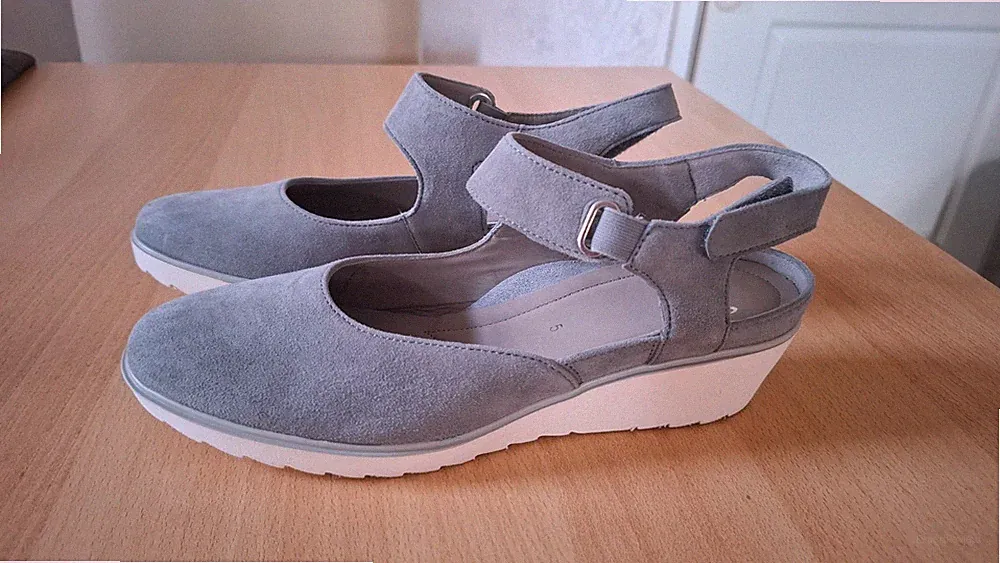 Damen ara Keilsandalen - Wildleder - graublau - Gr. 5 (38) - für schmale Füße