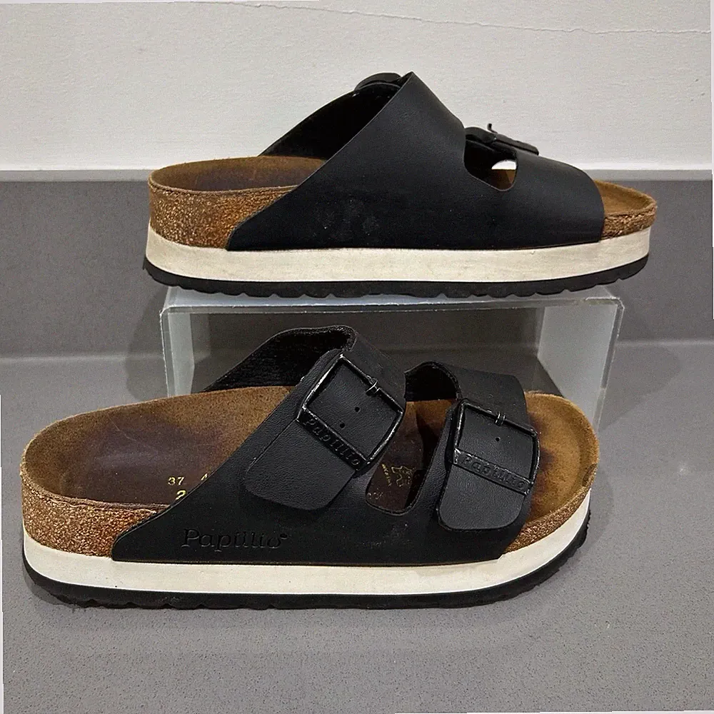 Damen - Birkenstock Papillio - "Arizona" - schwarze Nubuk Sandalen - Größe 4,5 / 37