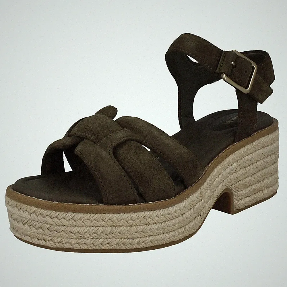 Damen Clarks "Coledale Strap" Freizeit Leder Keilabsatz Sandalen - D Passform