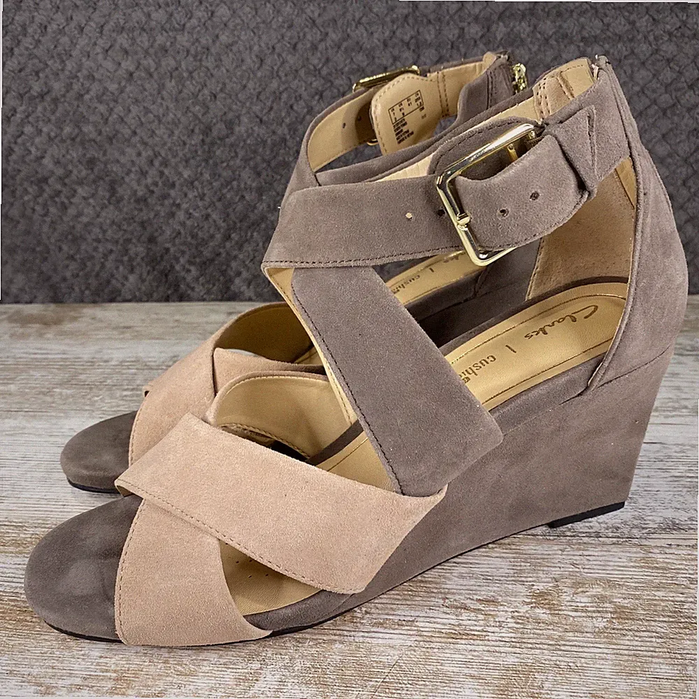 Damen Clarks Cross Strap Slingback Reißverschluss Schnalle Riemen Sandalen UK 7 D EU 41