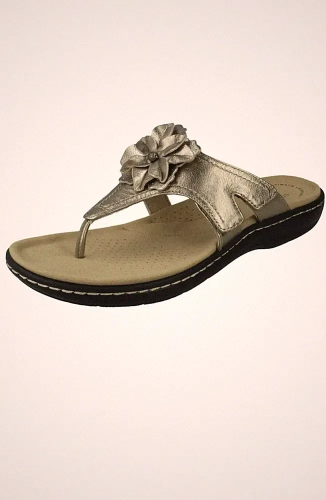 DAMEN CLARKS LÄSSIG BLUMENBESATZ FLIP FLOP SANDALEN LAURIEANN GEMA Uk 7,5 D