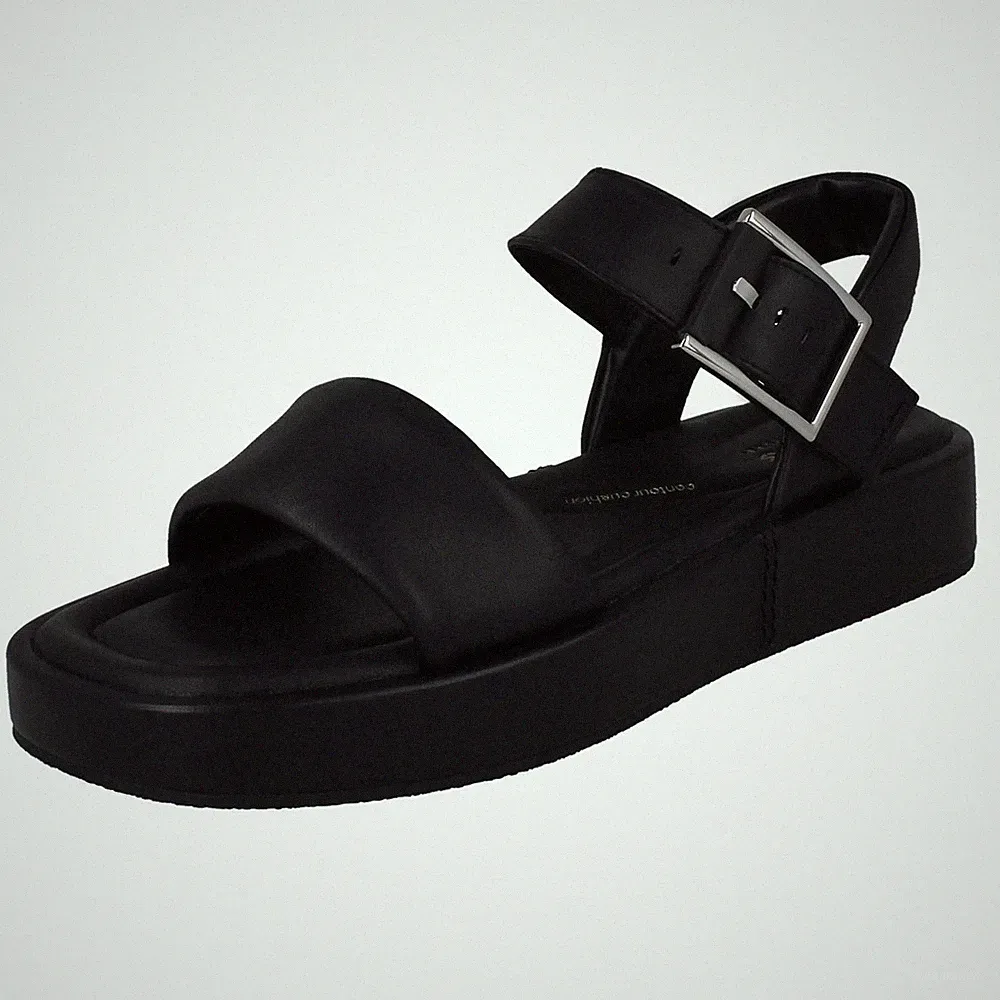 Damen Clarks Quadratische Spitze Leder Flatform Keilriemen Sandalen: Alda Strap