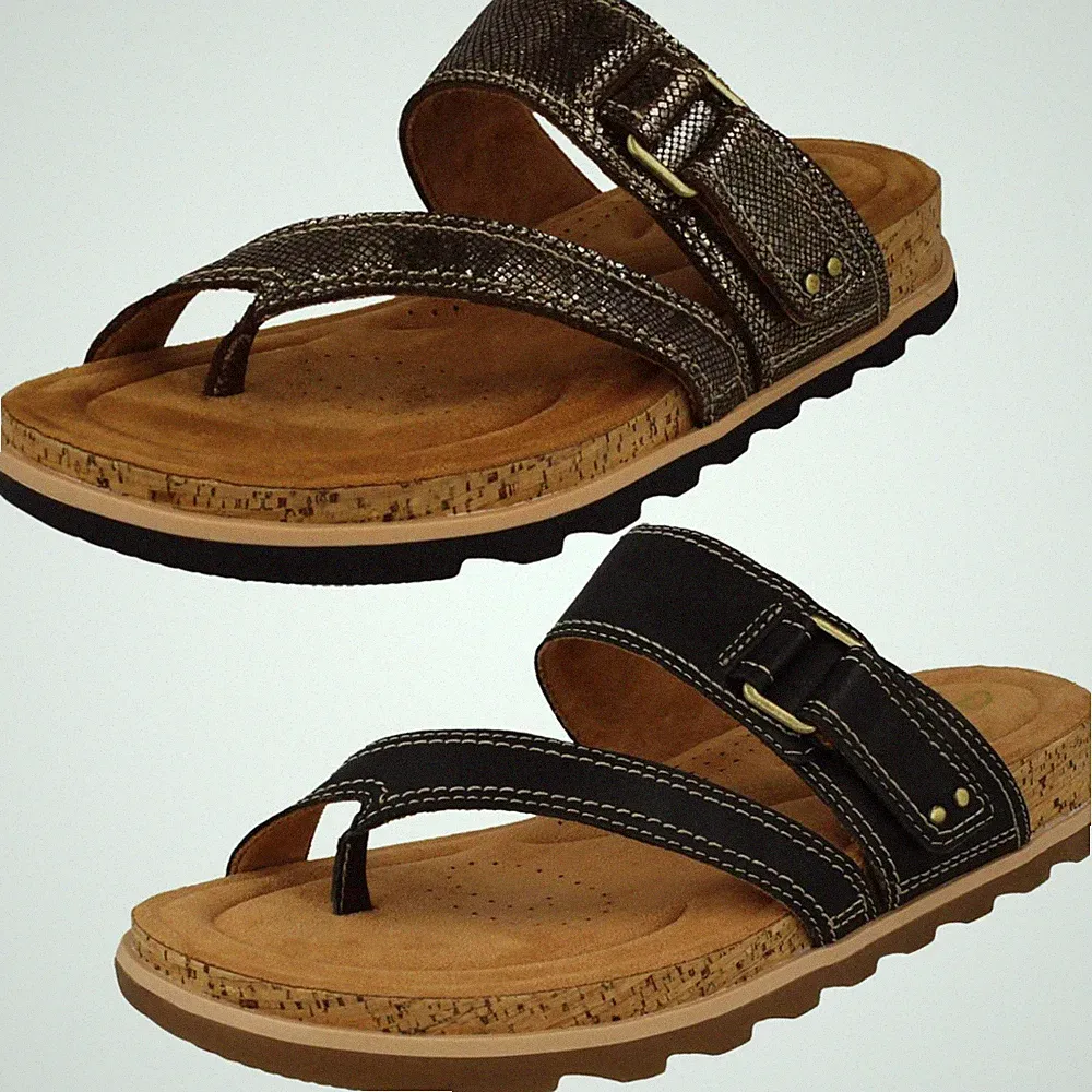 Damen Clarks Riemchen Zehenstegsandalen Keilabsatz "Yacht Beach"