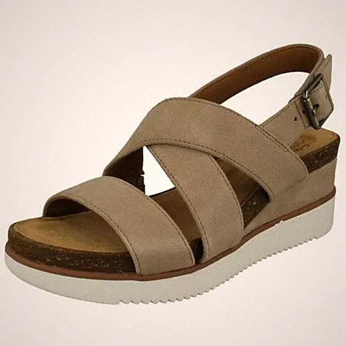 Damen Clarks Slingback Keilsandaletten Lizby Cross Plateau Absatz Sandalen