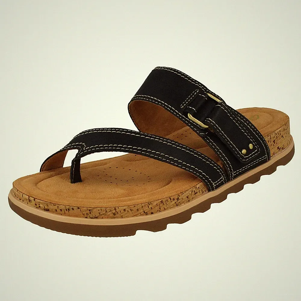 Damen Clarks "Yacht Beach" Freizeit Leder Sandalen - D Passform