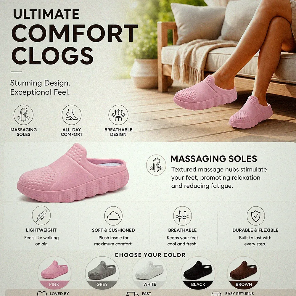 Damen Comfort Clogs Damen Massage Sohle Slipper Plateau Atmungsaktiv Pantoletten Schuhe