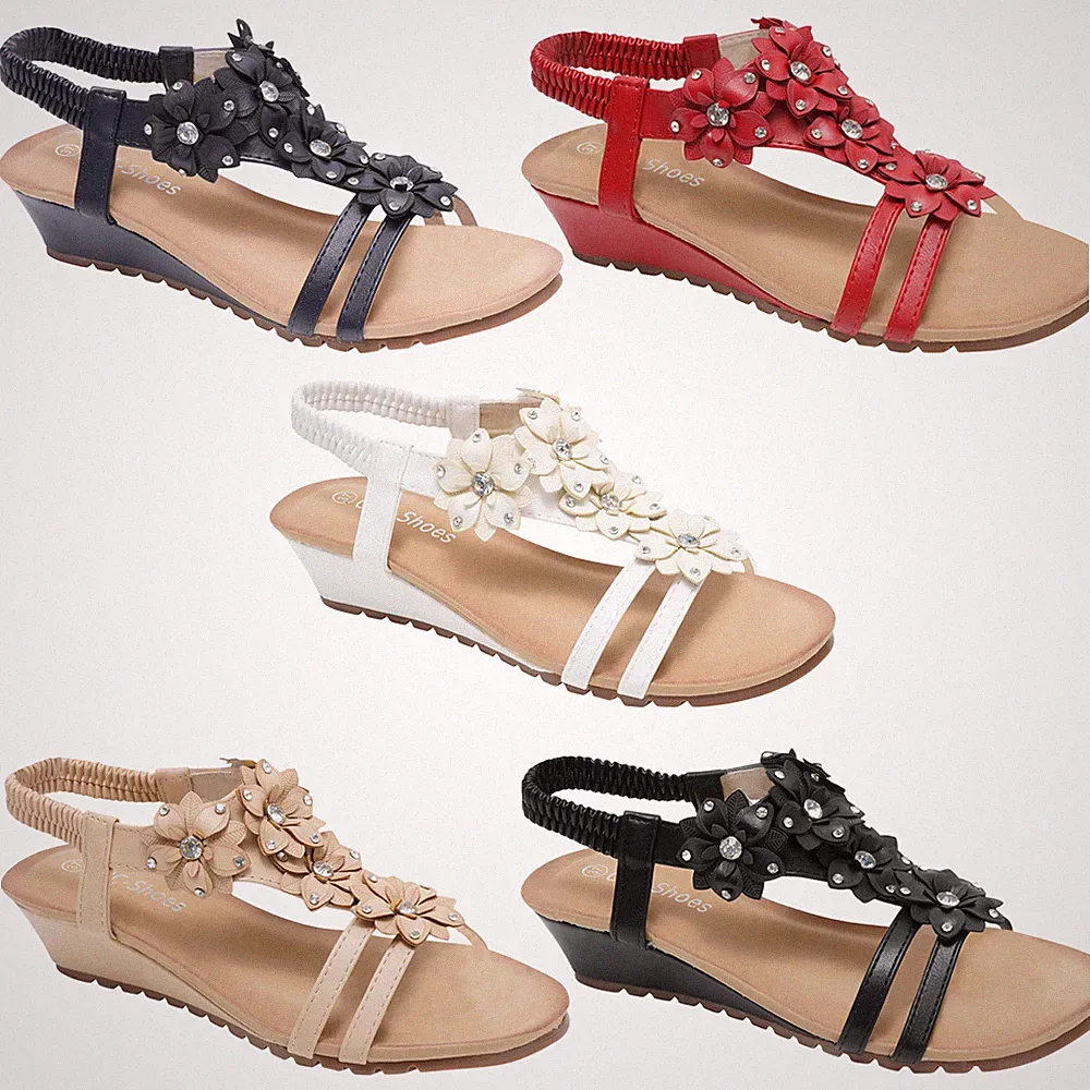 DAMEN DAMEN SANDALEN RIEMCHEN GLADIATOR MITTEL NIEDRIG KEILABSATZ ABEND SOMMER STRAND SCHUHE